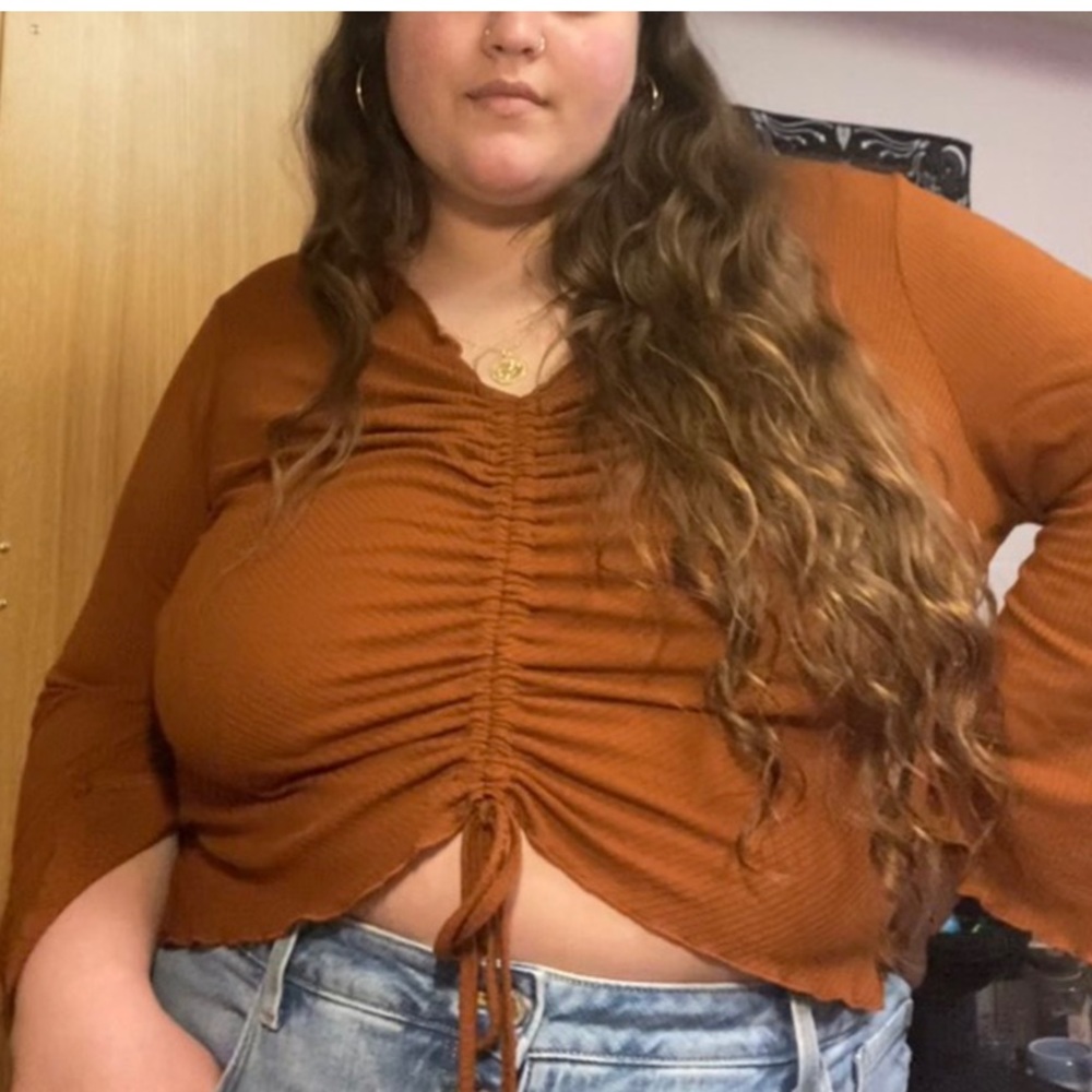 burnt orange ruched plus size top